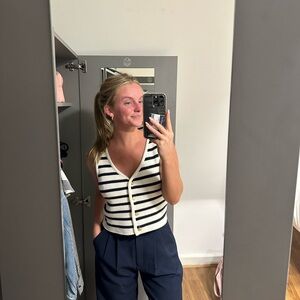 Striped Sleeveless Knit Top